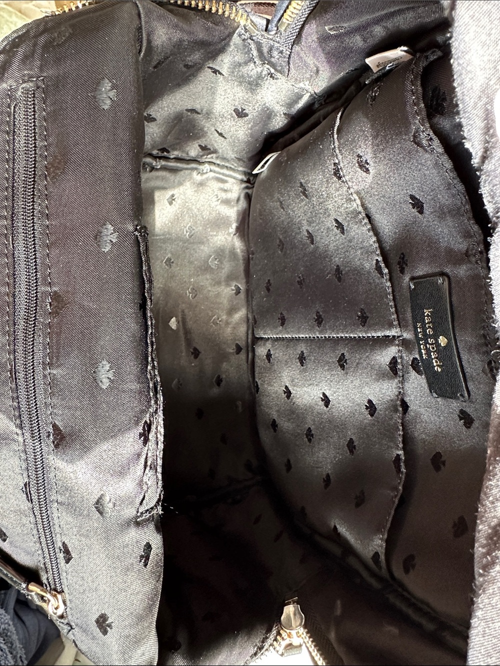 kate spade chelsea black and white apple print nylon backpack - Picture 14 of 15